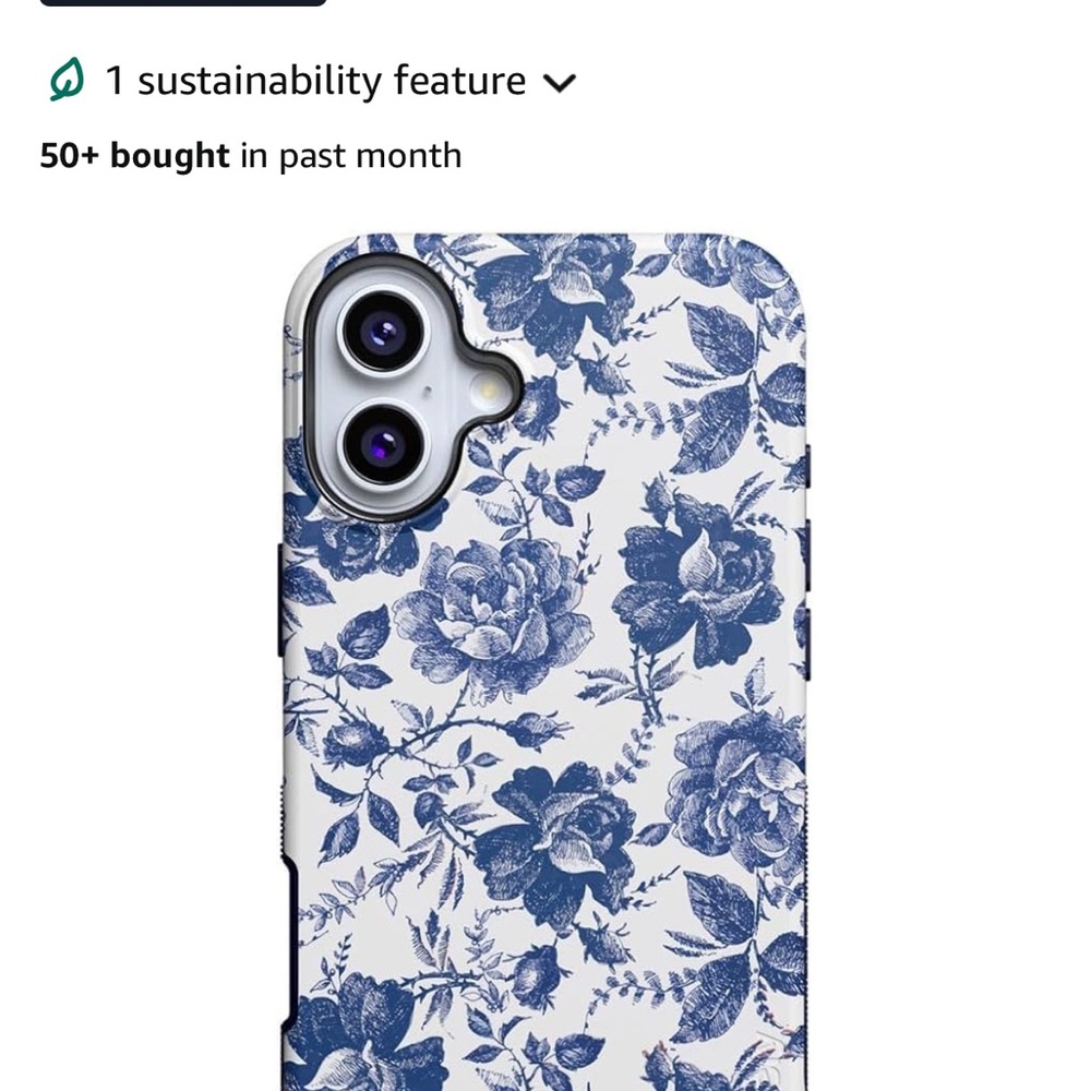 Floral Blue and White iPhone 16 Case
